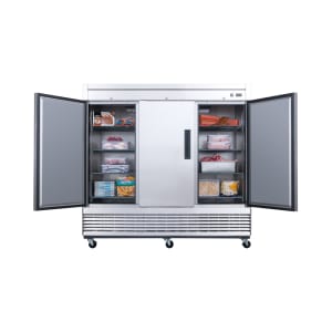 060-D83R 82 5/8" Three Section Reach In Refrigerator, (3) Left/Right Hinge Solid Doors, 115v