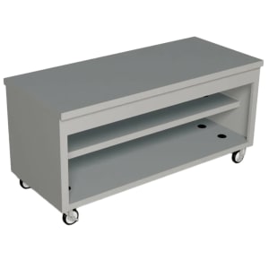212-TST74PG217101 74" Mobile Serving Counter w/ Shelves & Stainless Top, Semi Gloss Black