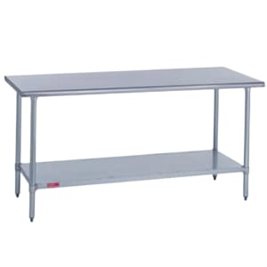 212-4183048 48" 18 ga Work Table w/ Undershelf & 400 Series Stainless Flat Top
