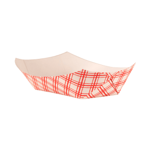 538-EFT100 Disposable Food Tray w/ 1 lb Capacity - Paper, Red Plaid