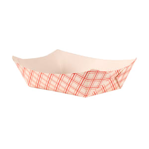 538-EFT300 Disposable Food Tray w/ 3 lb Capacity - Paper, Red Plaid