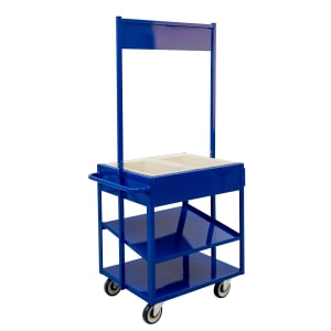 098-52861BL01 3 Level Share Cart w/ (2) Coldmaster® Food Pans - Aluminum, Blue