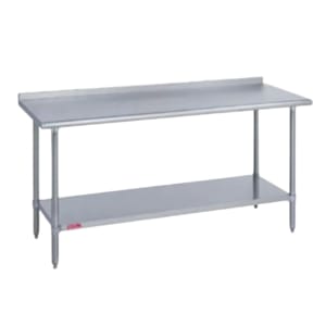 212-31430842R 84" 14 ga Work Table w/ Undershelf & 300 Series Stainless Top, 1 1/8" Backsplash