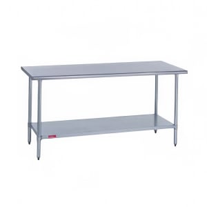 212-4183096 96" 18 ga Work Table w/ Undershelf & 400 Series Stainless Flat Top