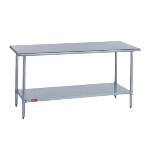 212-314S3072 72" 14 ga Work Table w/ Undershelf & 300 Series Stainless Flat Top