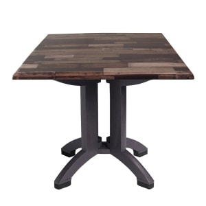 838-UT370720 32" Square Atlanta Outdoor Table w/ Umbrella Hole - Melamine, Shiplap