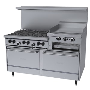 451-X606R24RRNG 60" 6 Burner Sunfire Gas Range w/ Griddle/Broiler & (2) Standard Ovens, Natural Gas