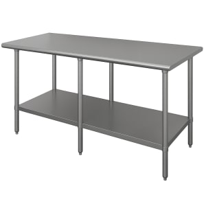 009-SS308 96" 14 ga Work Table w/ Undershelf & 304 Series Stainless Flat Top