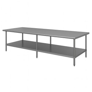 009-SS3012 144" 14 ga Work Table w/ Undershelf & 304 Series Stainless Flat Top