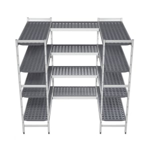 197-KAT10X12N Heavy-Duty Shelving Unit for 10' x 12' Walk-In Coolers/Freezers - (4) Levels, Aluminum/Polymer, Gray