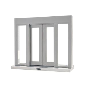 487-BPSC42369109CX 42"W x 36"H Clear Aluminum Bi-Parting Manual Drive-Thru Window
