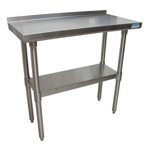 079-6381RTTV 36" 18 ga Work Table w/ Undershelf & 430 Series Stainless Top, 1 1/2" Backsplash