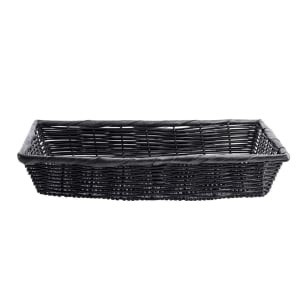 229-2489 Handwoven Rectangular Basket, 16 x 11 1/2 x 3", Poly, Black