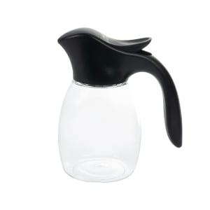 482-SR10BLC 10 oz Syrup Saver™ Round Dripcut Server - Plastic, Black Plastic Lid