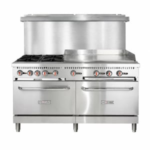 734-MRS60G36 60" 4 Burner Gas Range w/ Griddle - (2) Standard Ovens, Convertible