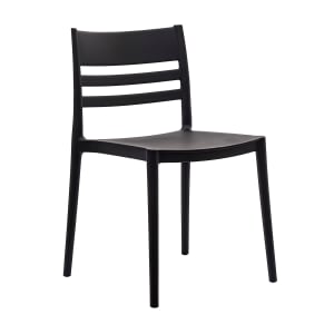 916-DHF317APPBLKGG Stacking Patio Chair w/ Horizontal Slat Back - Black, Resin