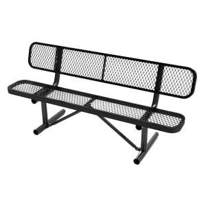916-SLFAG4HUT2BKGG 72 1/4" Bench w/ Backrest - Outdoor, Steel Frame, Black