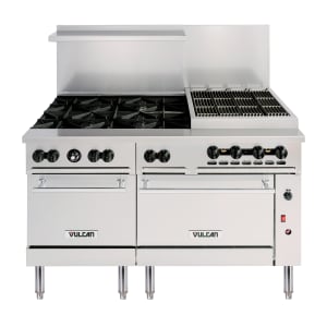 207-60SS6B24CBN 60" 6 Burner Gas Range w/ Charbroiler & 2 Standard Ovens, Natural Gas
