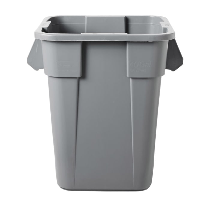 Rubbermaid FG353600GRAY 40 gallon Brute Trash Can - Plastic, Square,  Built-in Handles