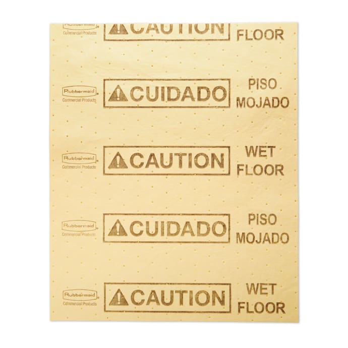 FG425200YEL Highly Absorbent Yellow Rubbermaid Commercial Over-The-Spill Pad Station Slip-Resistant,Caution Wet Floor