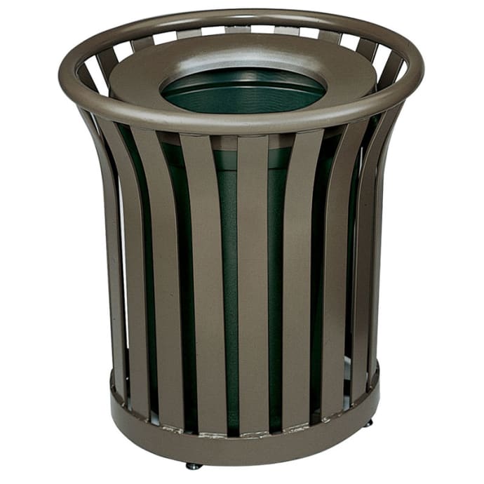 Rubbermaid Fgmt22plabz 24 Gal Outdoor Decorative Trash Can Metal Bronze