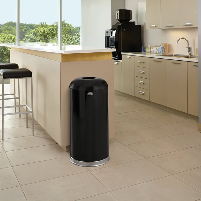 Rubbermaid FGR32EGLBK 15 gal Indoor/Outdoor Decorative Trash Can - Metal,  Black