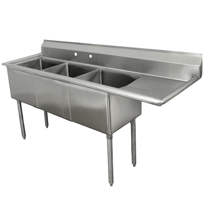 Advance Tabco Fe 3 1515 15r 50 3 Compartment Sink W 15 L X 15 W Bowl 12 Deep