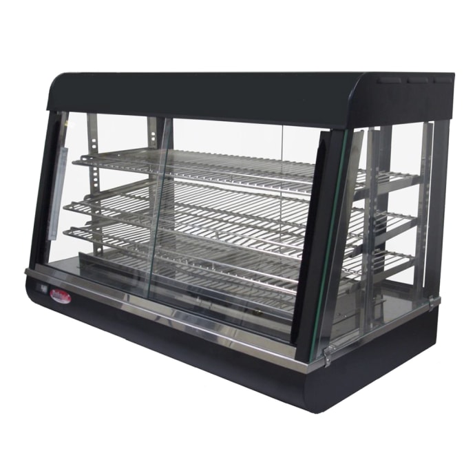 Bakemax Bmcsc01 26 Self Service Countertop Heated Display Case W Straight Glass 3 Shelves 110v