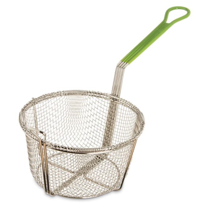 Carlisle 601028 Fryer Basket W Coated Handle Front Hook 8 3 4 Round X 3 3 4