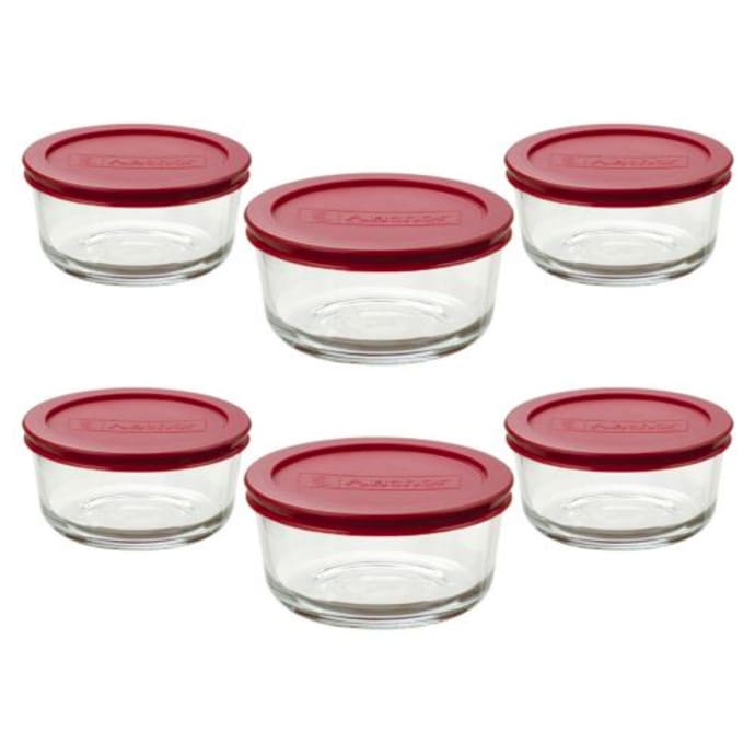 pic Glass Cup Storage Box anchor 91546l11 1 cup round kitchen storage container w red plastic lid glass