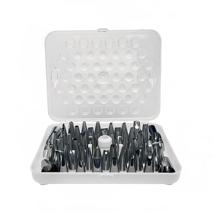 Winco Cdt 52 52 Piece Cake Decorating Tube Set W Storage Box Stainless Steel