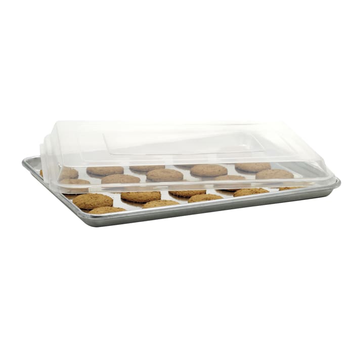 Half Size Aluminum Sheet Cake Pan with clear lid.