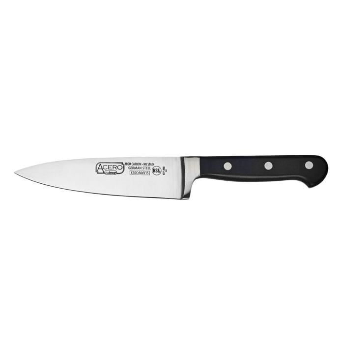 Winco KFP-60 6" Chef Knife, 1 Piece Full Tang, Forged Steel, POM Handle