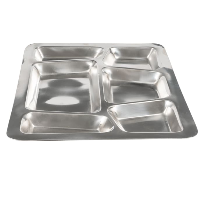 15.8x11.7x0.8-Inch Stainless Steel Mess Tray wit 6 Compartments St Winco SMT-1 