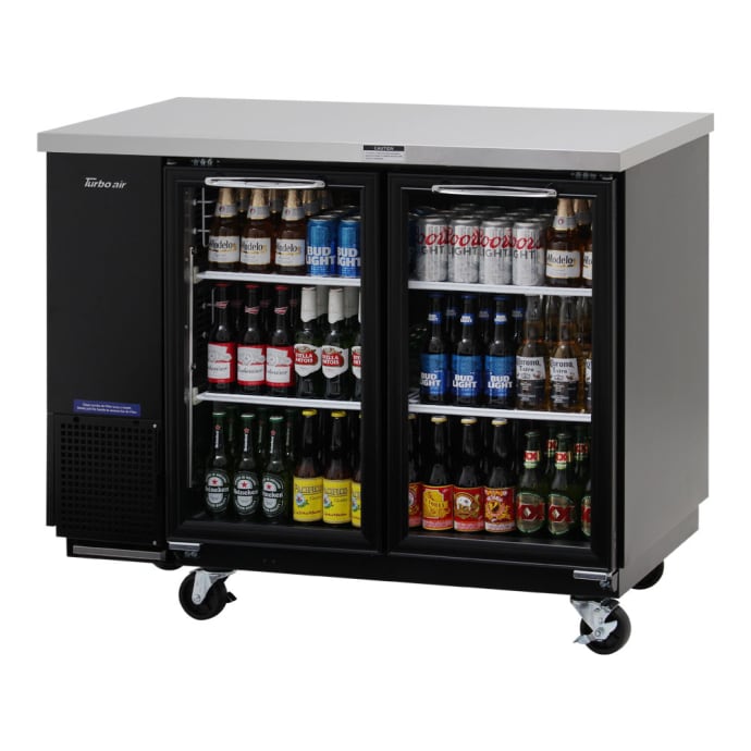 Turbo Air Tbb 24 48sg N 49 Bar Refrigerator 2 Swinging Glass Doors Black 115v