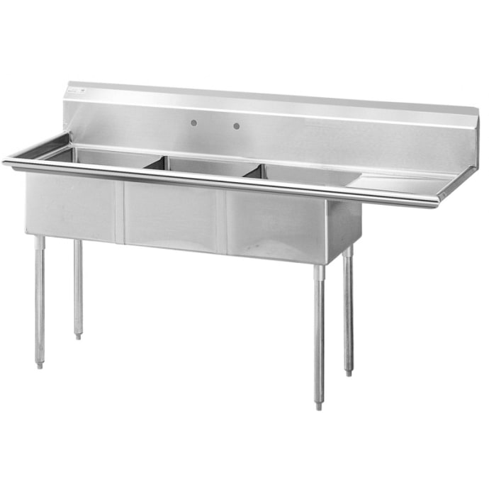 Turbo Air Tsa 3 12 R1 75 3 Compartment Sink W 18 L X 18 W Bowl 12 Deep
