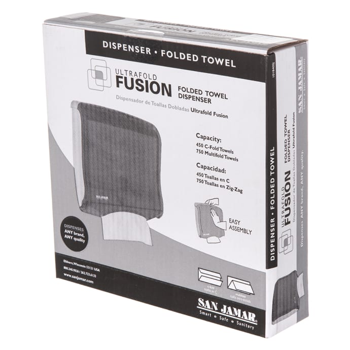 San Jamar T1755TBK Wall Mount Paper Towel Dispenser w/ 240 C Fold Capacity  - Plastic, Black Pearl