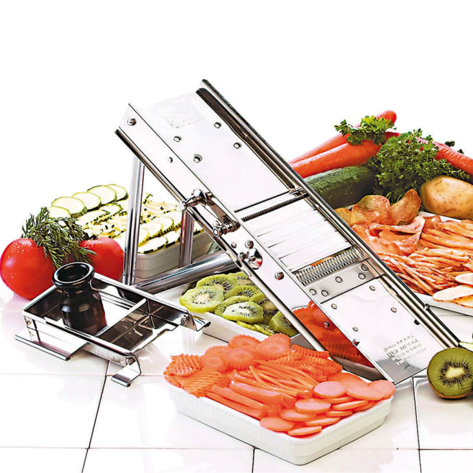World Cuisine 49830 60 Mandoline Slicer W Pusher 4 3 4 L X 15 3 4 W X 11 H Stainless Steel