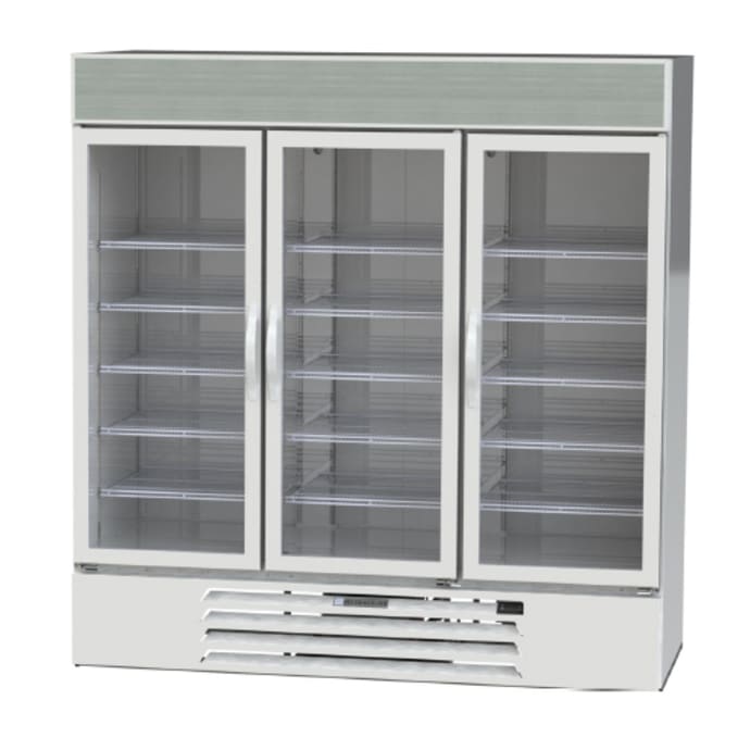 Beverage Air Mmf72hc 5 W 75 Three Section Display Freezer W Swing Doors Bottom Mount Compressor White 115v