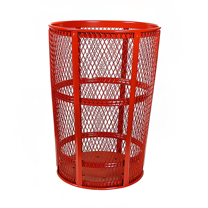 Witt Exp 52rd 48 Gallon Outdoor Trash Can W See Through Mesh Red Finish