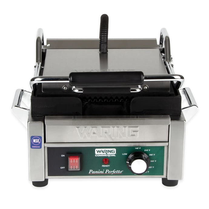 Waring WPG150 Single Commercial Panini Press w/ Cast Iron Grooved Plates,  120v