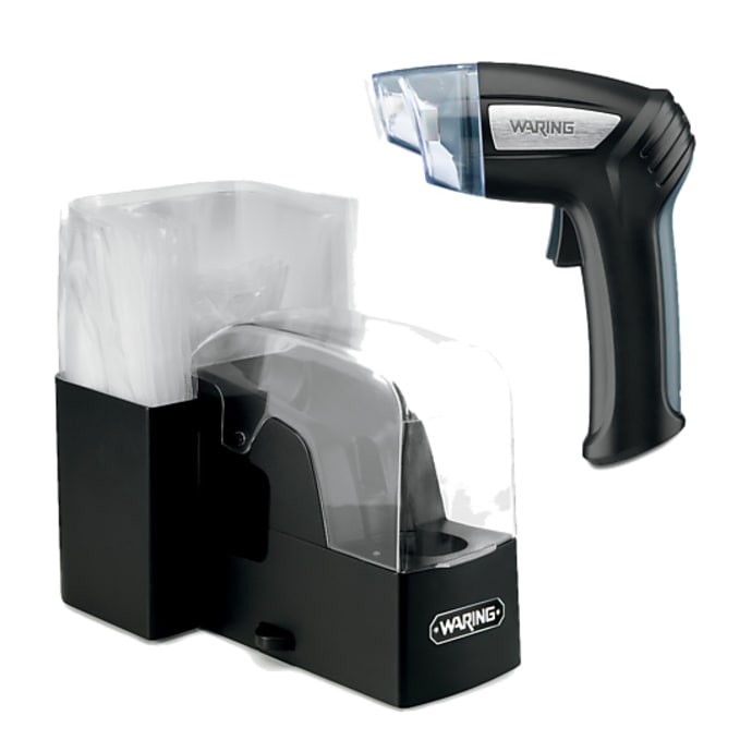 Waring Wvs50 Pistol Style Vacuum Sealer System Enclosed Storage Charging Base 120v