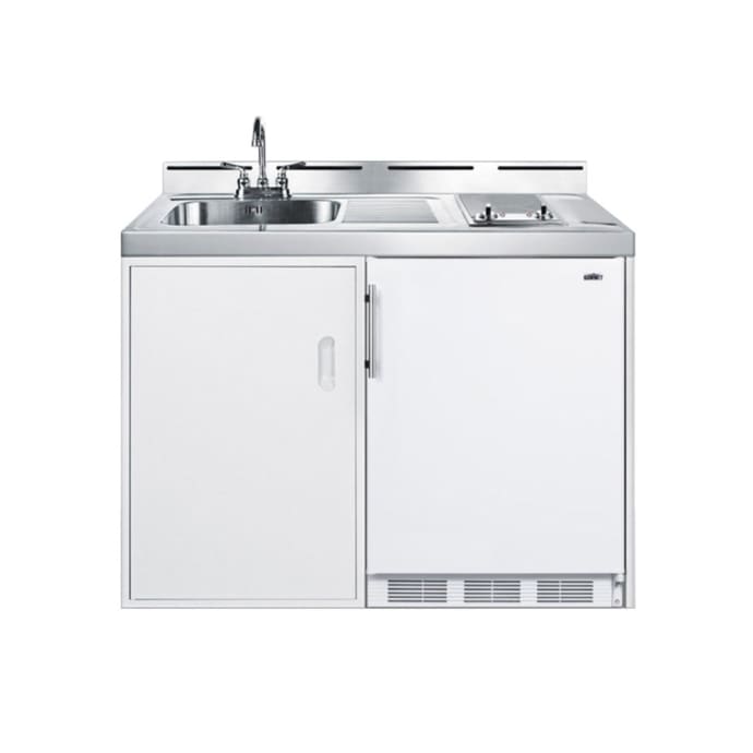 Summit C48elglass 48 All In One Combo Kitchen Refrigerator Freezer 2 Burner 1 Cabinet 115v