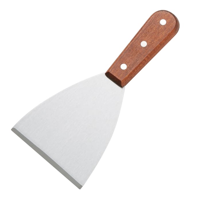 Stainless Steel Slant Edge Grill Scrapers with Wood Handle 4 by 8-1//4-Inch