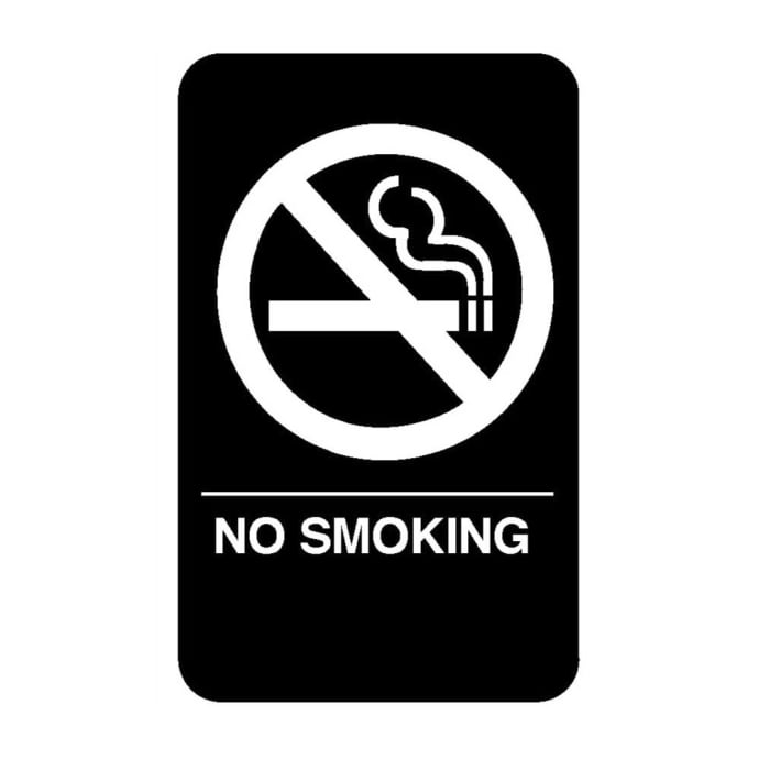 Vollrath 5638 6x9 No Smoking Sign Braille White On Black Vollrath 5638 6x9 No Smoking Sign Braille White On Black