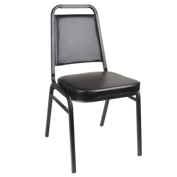 Royal Industries Roy718b Square Back Stack Chair W Steel Frame Black Vinyl Upholstery