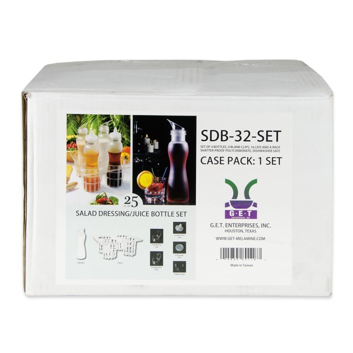 GET SDB-16 16 oz. Frosted Polycarbonate Salad Dressing / Juice Bottle and  Lid Set