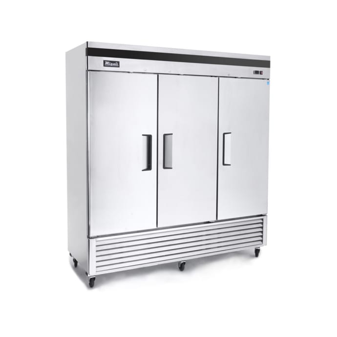 Migali C 3rb Hc 81 9 10 Three Section Reach In Refrigerator 3 Left Right Hinge Solid Doors 115v