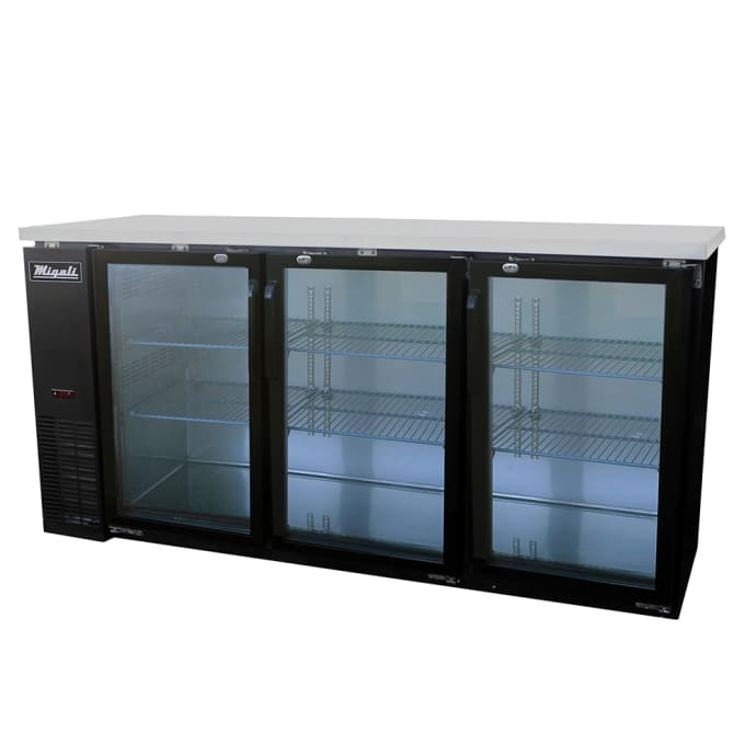 Migali C Bb72g Hc 72 4 5 Bar Refrigerator 3 Swinging Glass Doors 115v