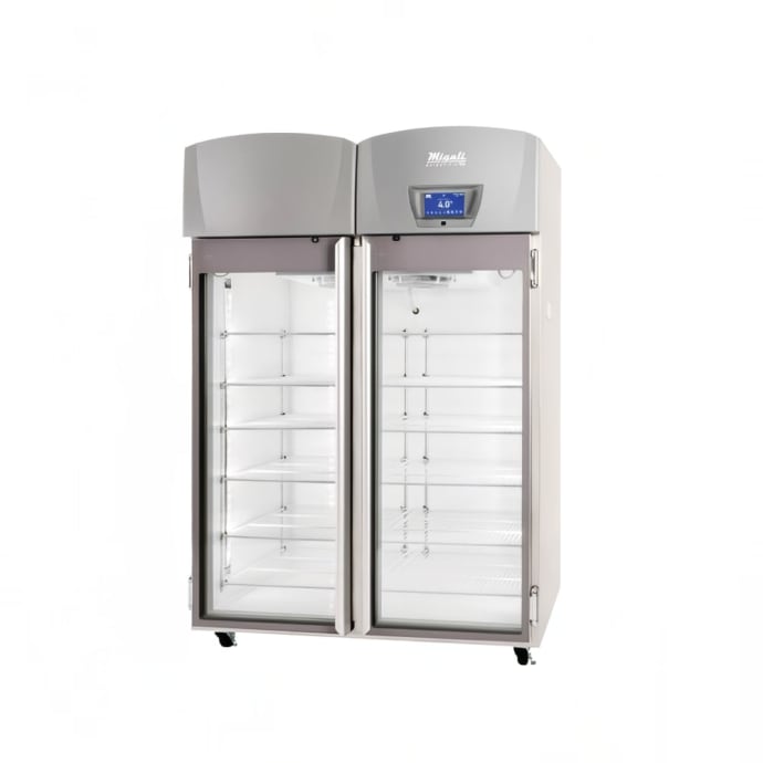 Migali Evox 2rg 55 Two Section Vaccine Refrigerator W Glass Doors Stainless 115v